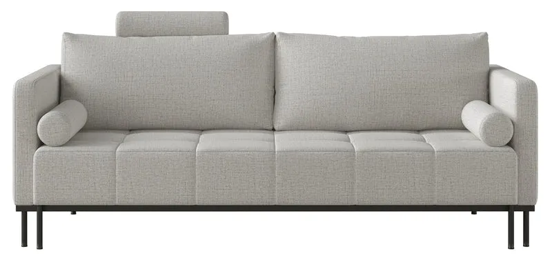 Dreisitziges, ausklappbares Sofa Skilia in Hellgrau, hydrophobes Chenille