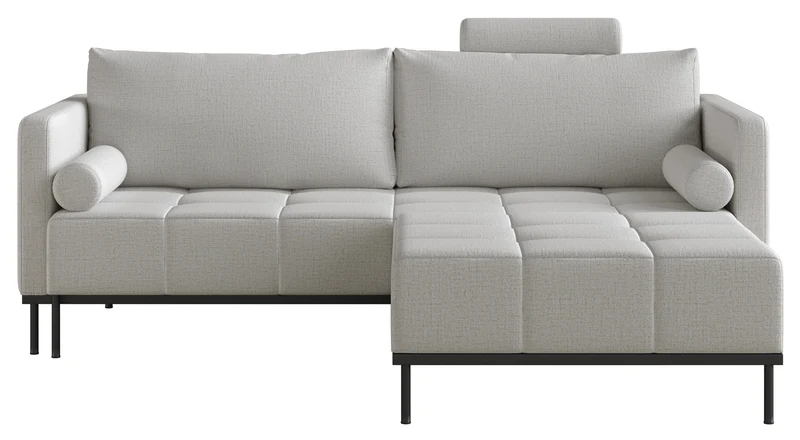 Dreisitziges Schlafsofa Skilia mit Hocker, hellgrauer Chenille-Stoff, wasserabweisend