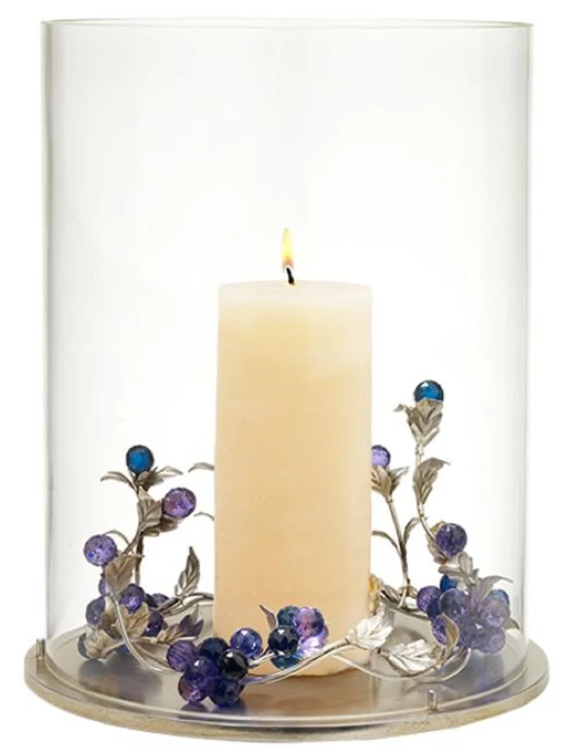 Casa Padrino Luxus Kerzenleuchter mit Swarovski Kristallglas Silber / Mehrfarbig Ø 34 x H. 42 cm - Luxus Wohnzimmer Deko Accessoires