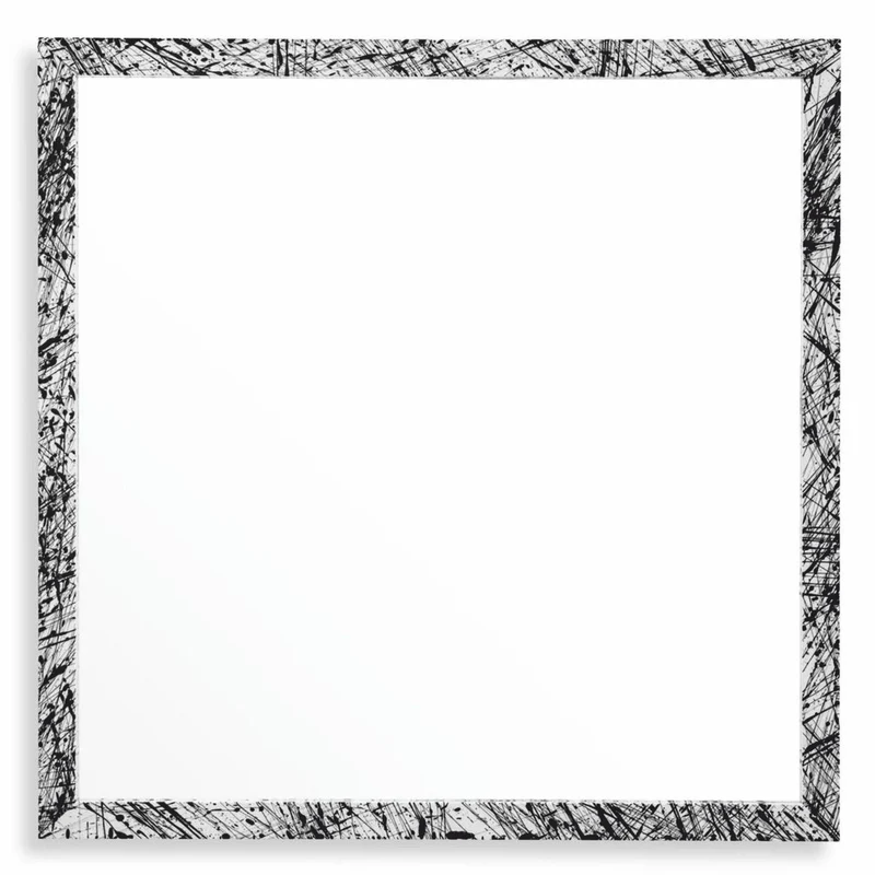 Casa Padrino Luxus Spiegel Weiß / Schwarz 97,5 cm - Quadratischer Wandspiegel