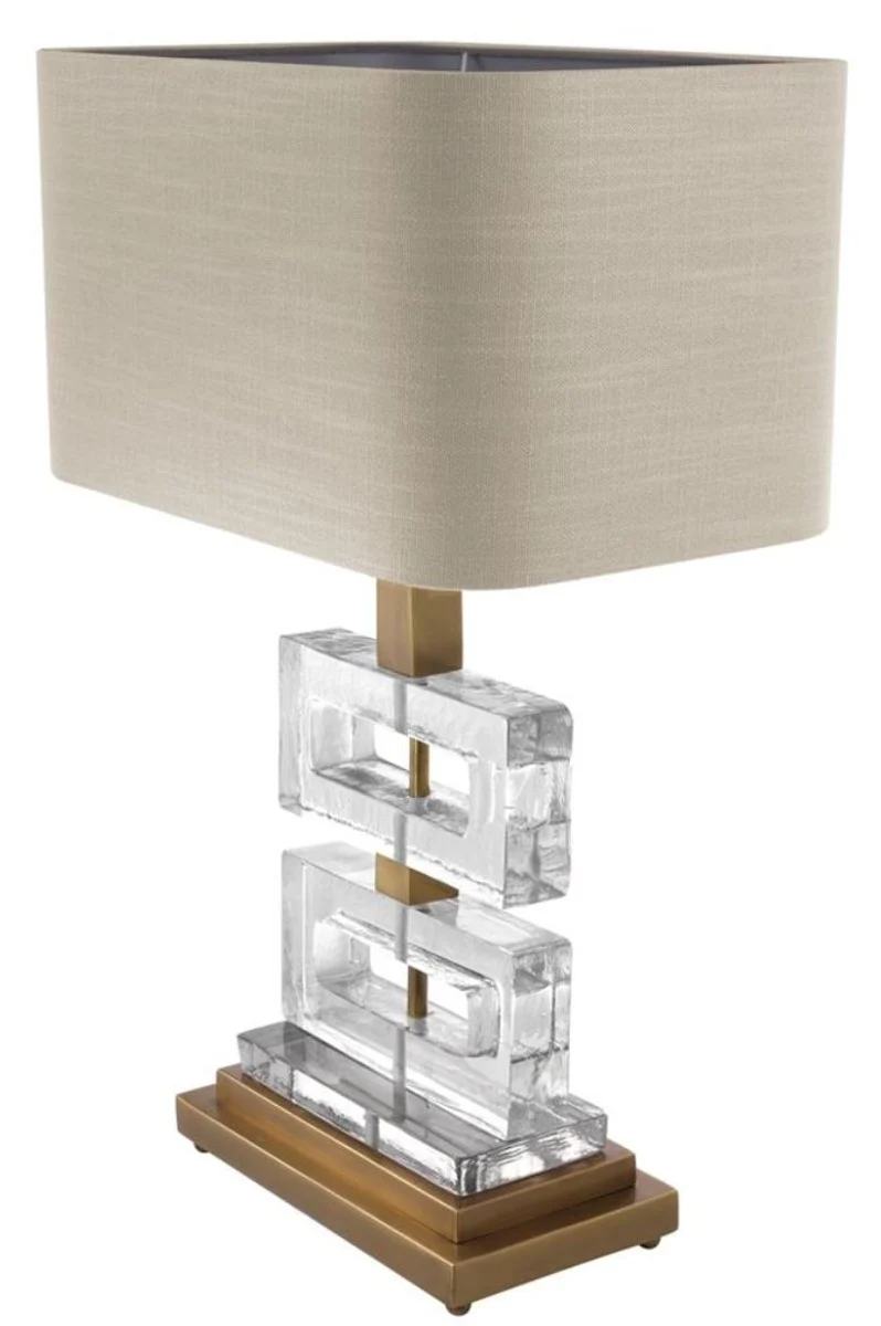 Casa Padrino Luxus Tischleuchte Vintage Messing / Khaki 45 x H. 70 cm - Luxus Kollektion