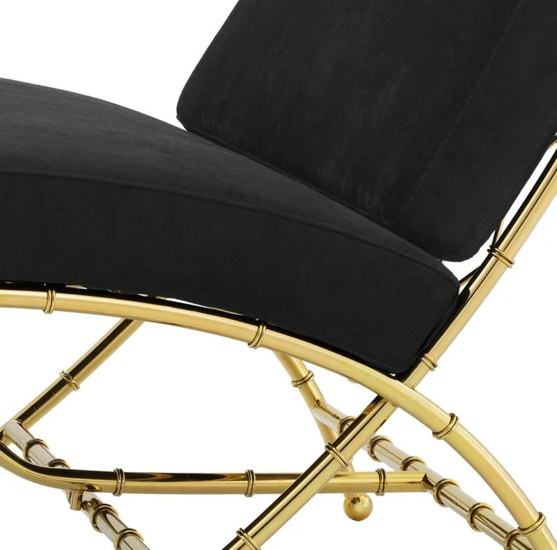 Casa Padrino Luxus Klappstuhl Gold / Schwarz 75 x 81,5 x H. 92 cm - Luxus Möbel