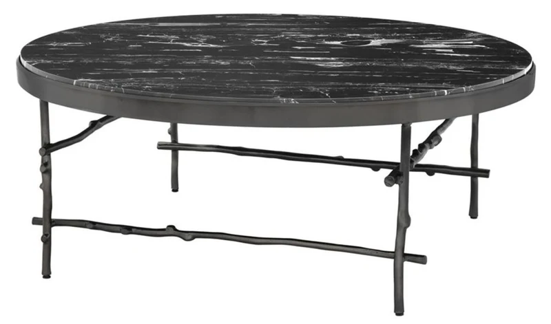 Casa Padrino Luxus Couchtisch Bronze / Schwarz Ø 100 x H. 39 cm - Luxus Möbel