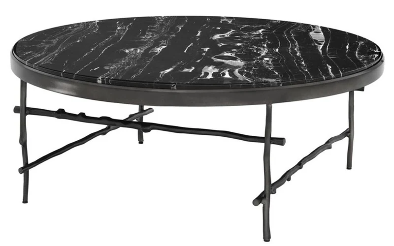 Casa Padrino Luxus Couchtisch Bronze / Schwarz Ø 100 x H. 39 cm - Luxus Möbel