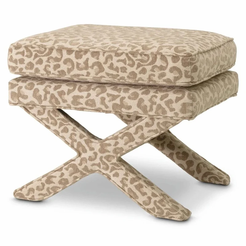 Casa Padrino Luxus Hocker mit Leoparden Design Beige - Luxus Wohnzimmer Möbel