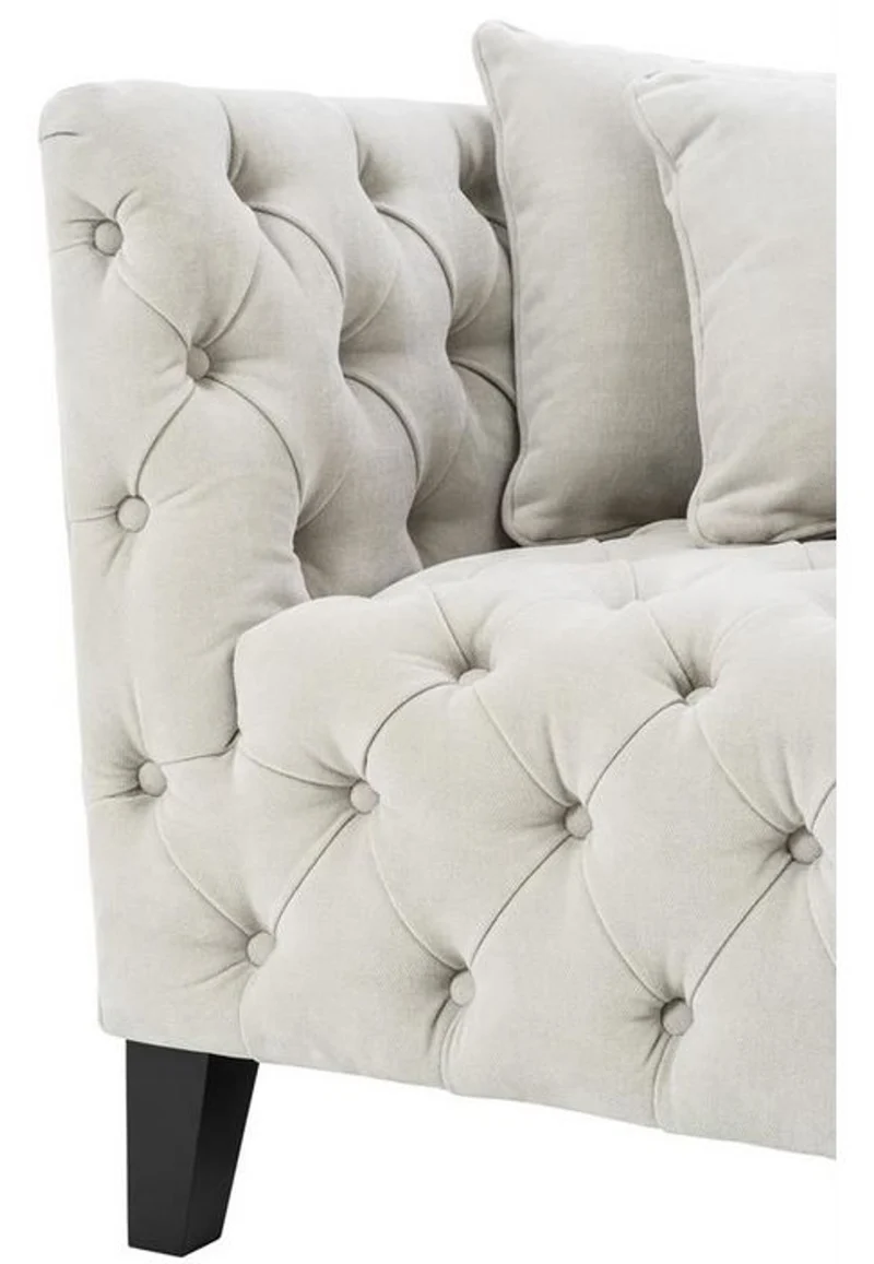 Casa Padrino Luxus Sessel Sandfarben / Schwarz 96 x 92 x H. 78 cm - Chesterfield Möbel