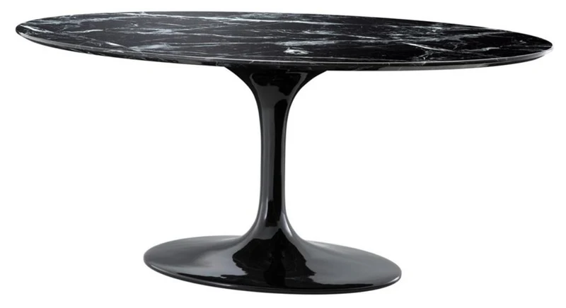 Casa Padrino Luxus Esstisch Oval Schwarz 170 x 110 x H. 75 cm - Hochwertiges Esszimmermöbel
