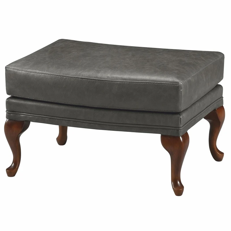 Casa Padrino Luxus Barock Leder Hocker Grau / Braun 64 cm - Made in Italy