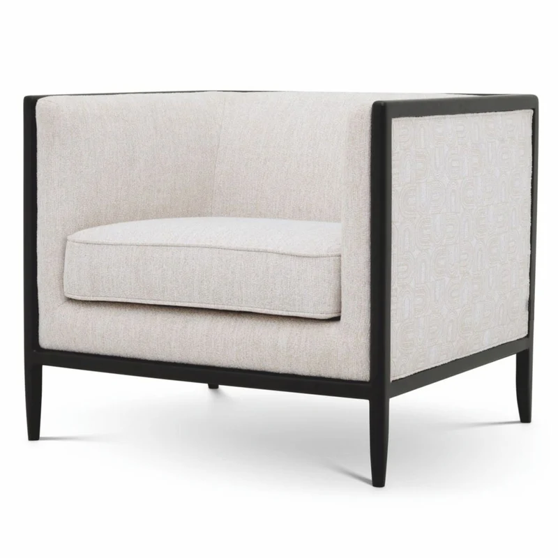 Casa Padrino Luxus Wohnzimmer & Hotel Sessel Creme / Schwarz 78 cm - Luxus Möbel