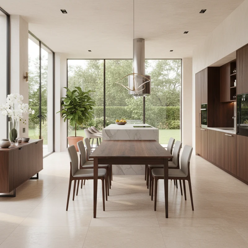 Esstisch Eiche Rustikal in Reinform Braun geölt - mit Fuß "schlankes Bein" aus Holz
