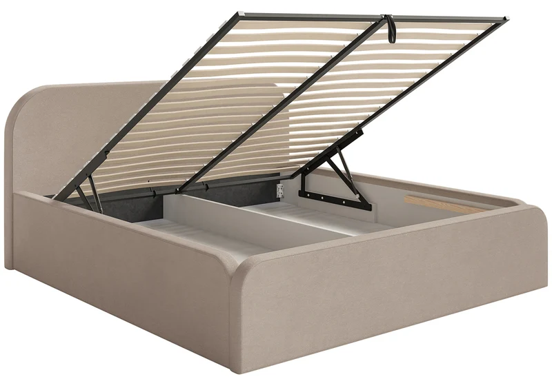Polsterbett 160x200 cm Umike mit Stauraum, beige, hydrophober Samt