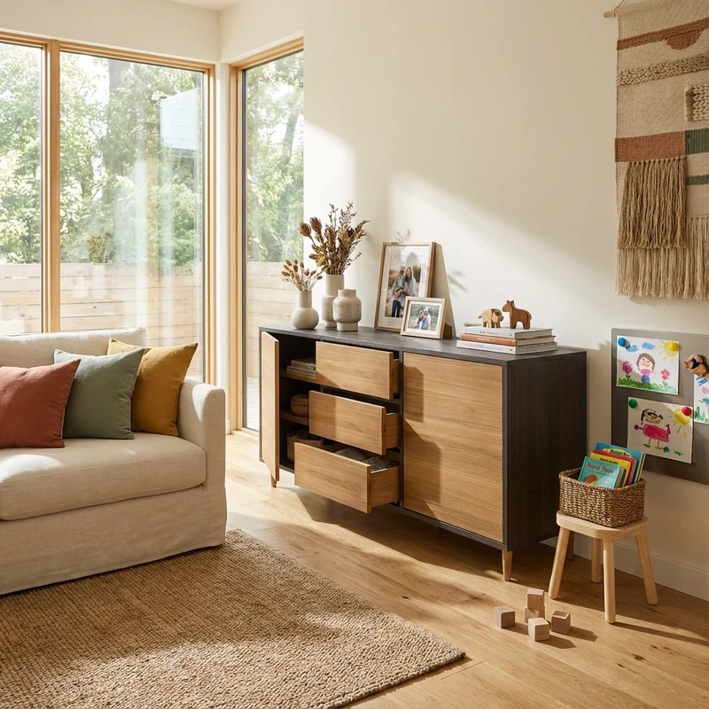 Sideboard Eiche Premium - Natur/Schwarz geölt 180cm
