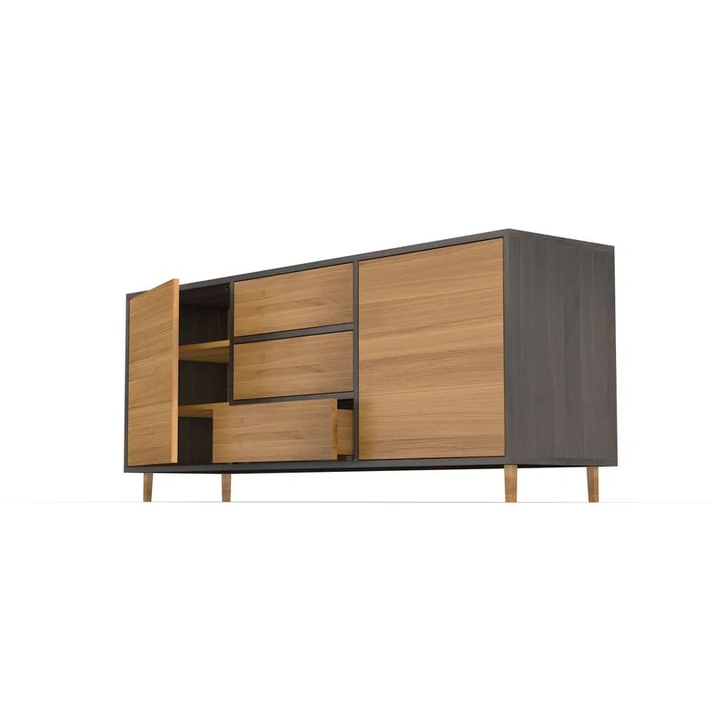 Sideboard Eiche Premium - Natur/Schwarz geölt 180cm
