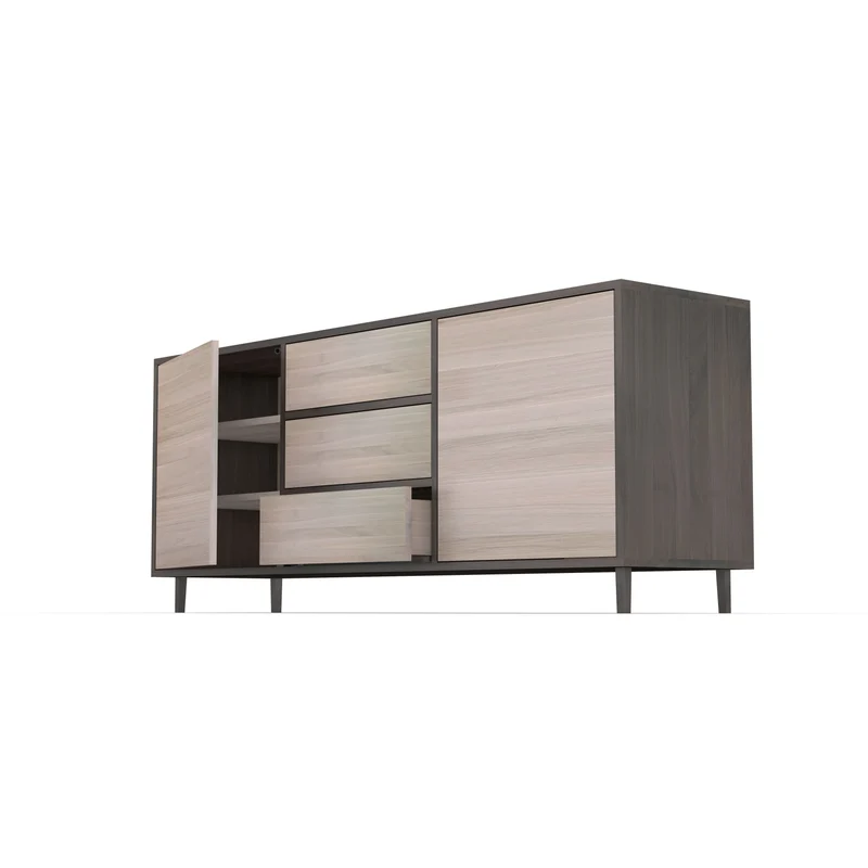 Sideboard Eiche Premium - Schwarz/Weiß geölt 180cm