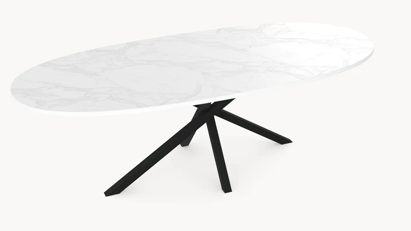 HPL eettafel White Marble - Ovaal - Matrix Twist