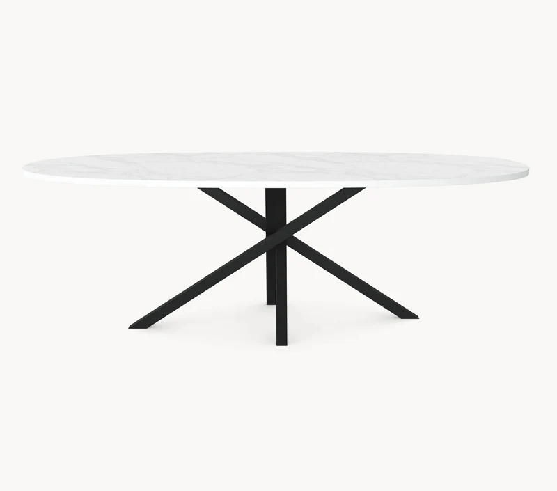HPL eettafel White Marble - Ovaal - Matrix Twist
