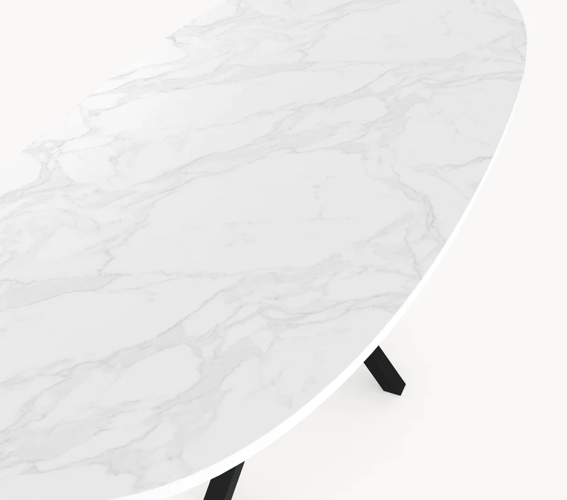 HPL eettafel White Marble - Ovaal - Matrix Twist