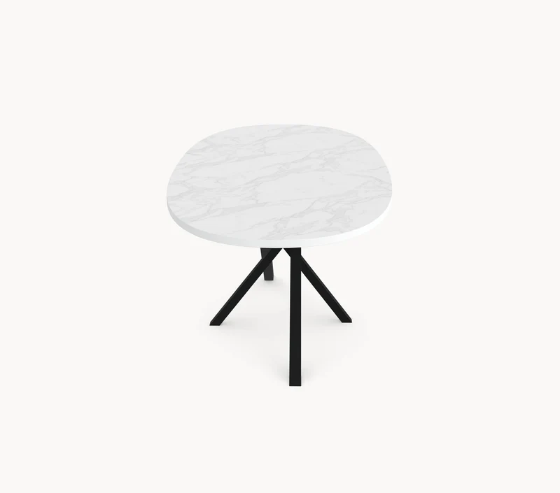HPL eettafel White Marble - Ovaal - Matrix Twist
