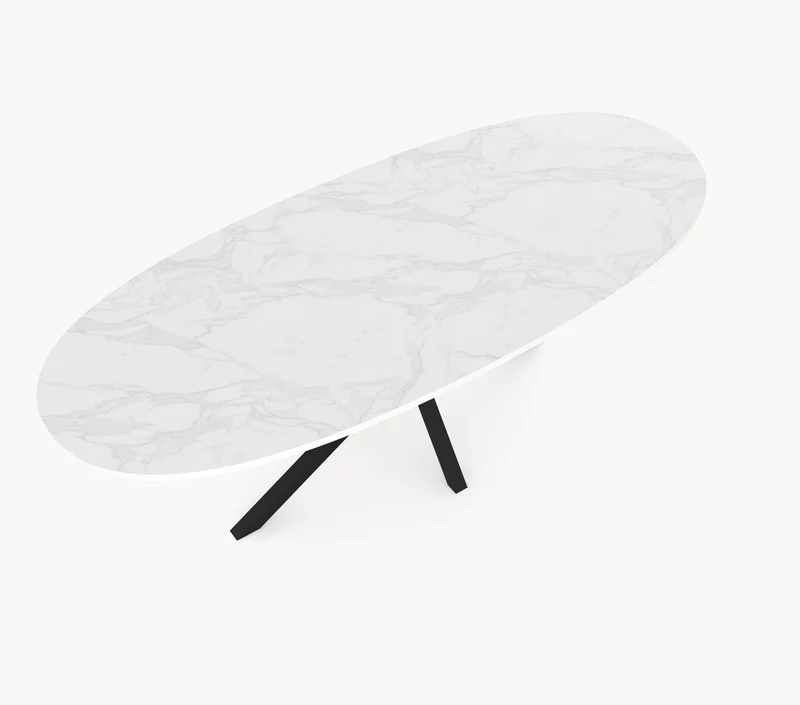 HPL eettafel White Marble - Ovaal - Matrix Twist