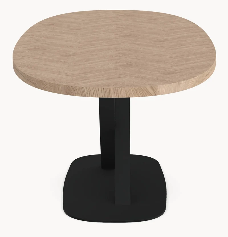 Eiken visgraat eettafel - Deens Rond - V onderstel