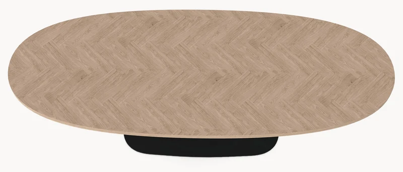 Eiken visgraat eettafel - Deens Rond - V onderstel