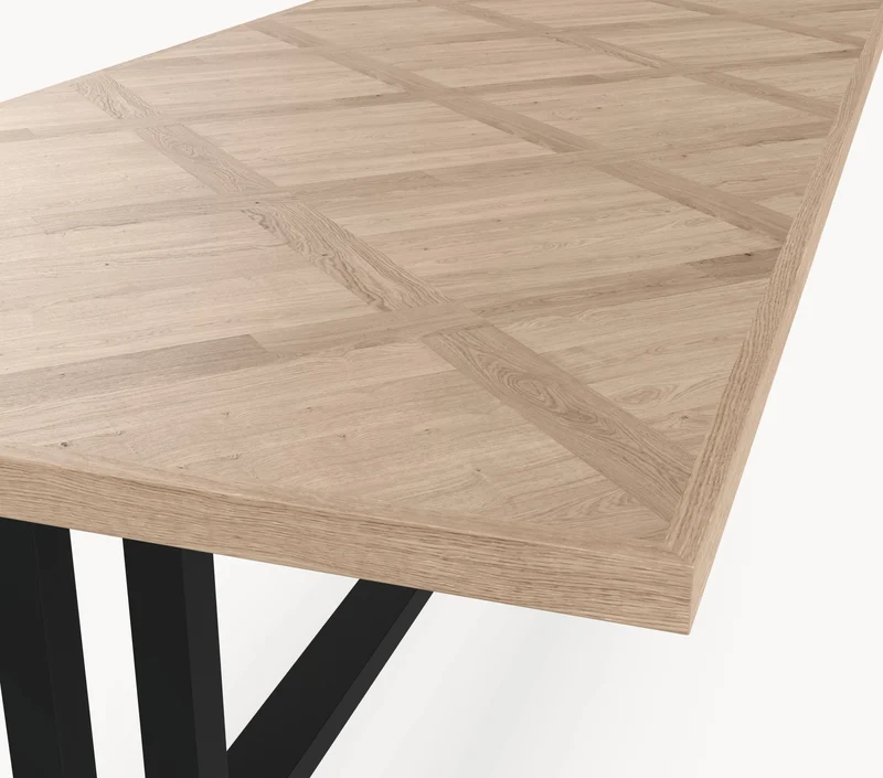 Versailles eiken visgraat eettafel - Recht - K onderstel