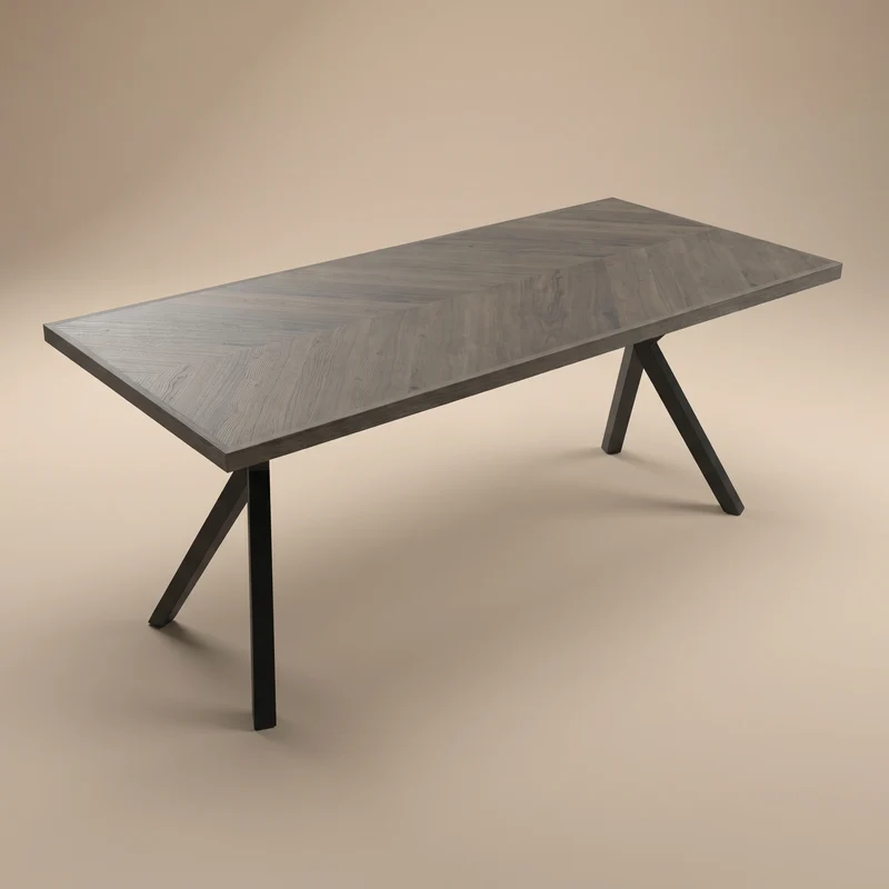 Eiken visgraat eettafel Lava Light- Recht - AX onderstel