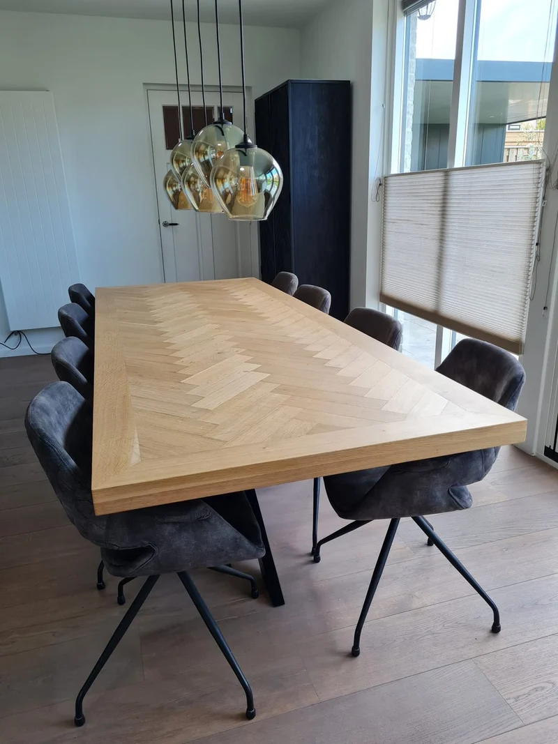 Eiken visgraat eettafel Lava Light- Recht - AX onderstel