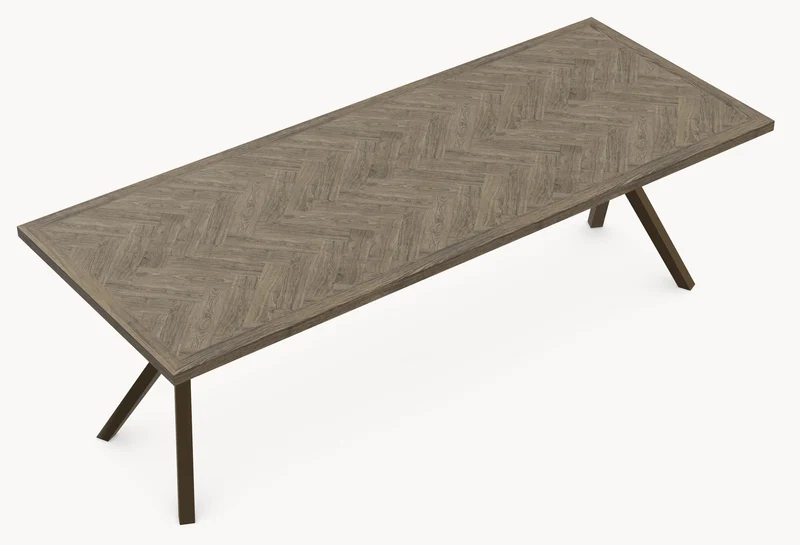 Eiken visgraat eettafel Lava Light- Recht - AX onderstel