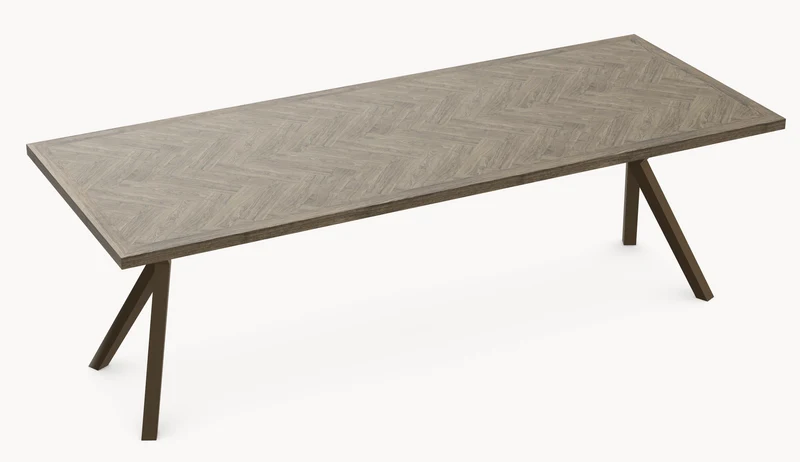 Eiken visgraat eettafel Lava Light- Recht - AX onderstel