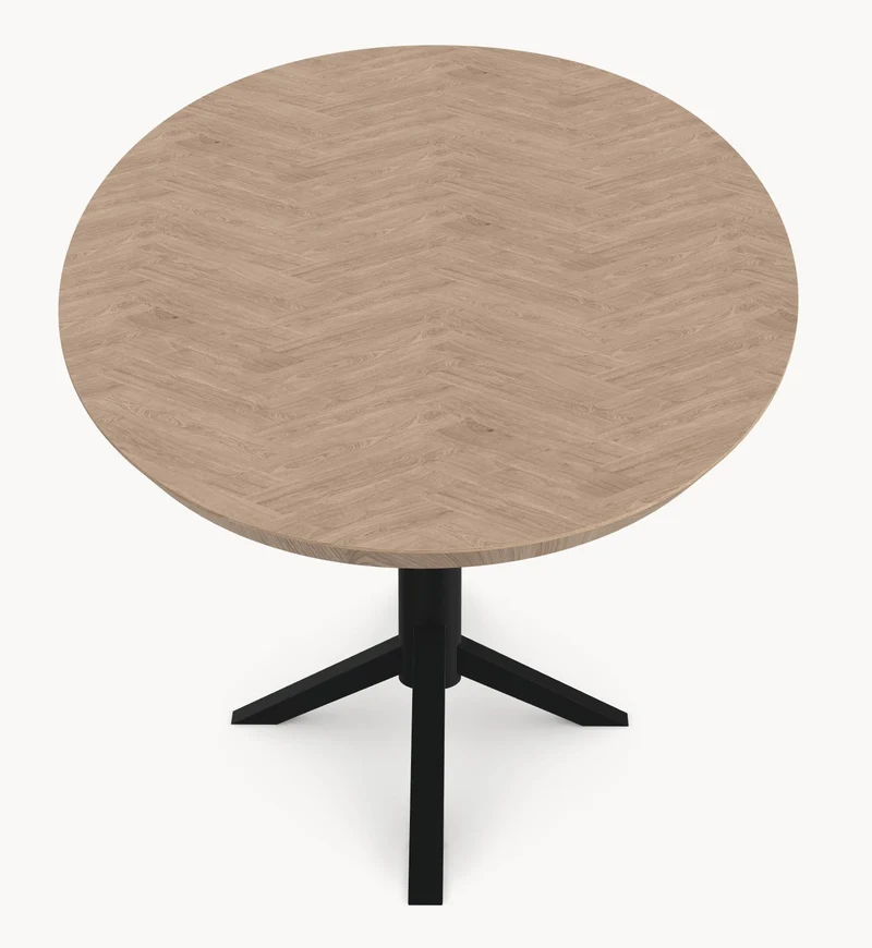 Eiken visgraat eetafel - Ovaal - Quattro onderstel