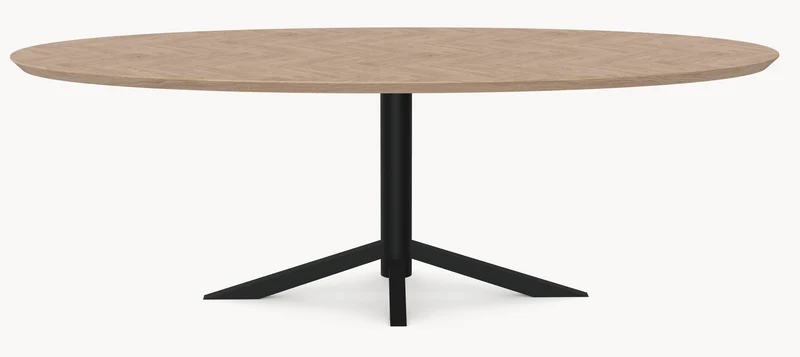 Eiken visgraat eetafel - Ovaal - Quattro onderstel
