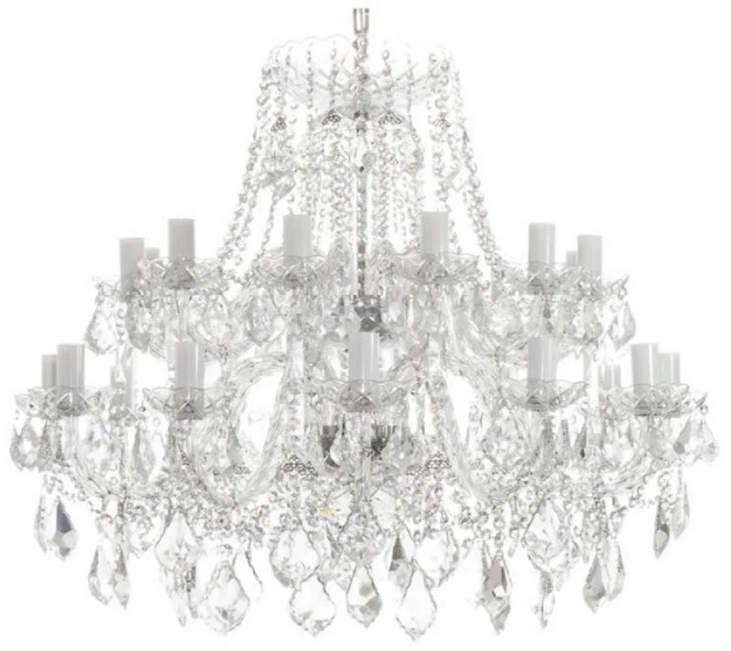 Casa Padrino Luxus Barock Kristall Kronleuchter Silber Ø 90 x H. 70 cm - Prunkvoller Kronleuchter mit edlem Kristallglas - Edel & Prunkvoll