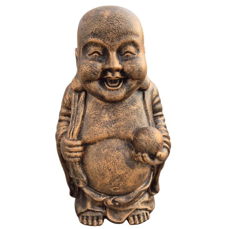 Dekorative Figur LUCKY BUDDHA 70cm antik-gold Garten Indoor