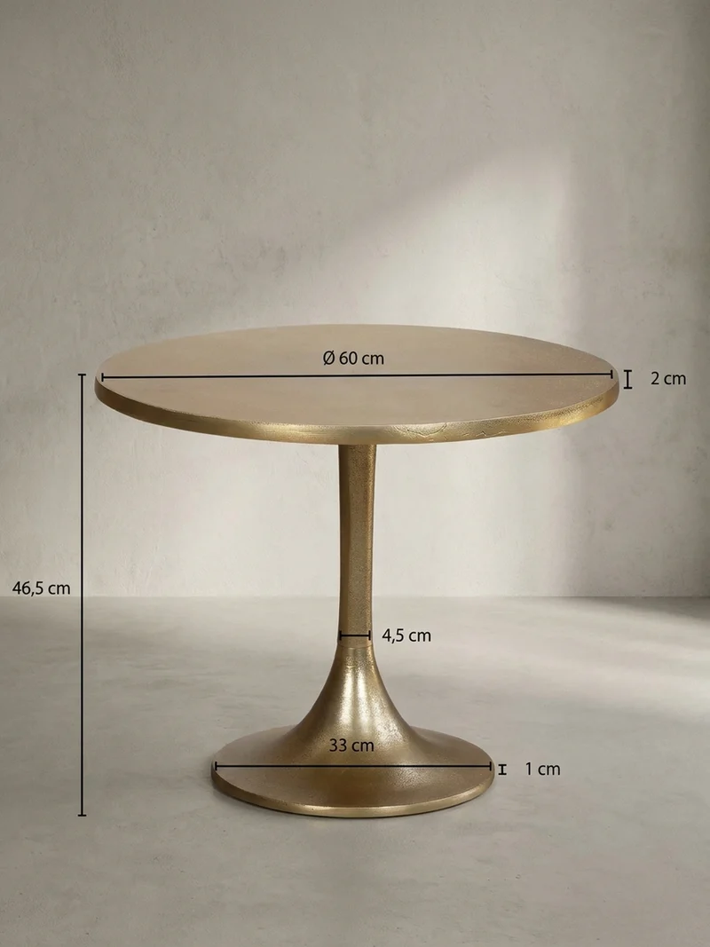 Couchtisch Klein Gold Metall Rund 60x60x46,5 cm Modern