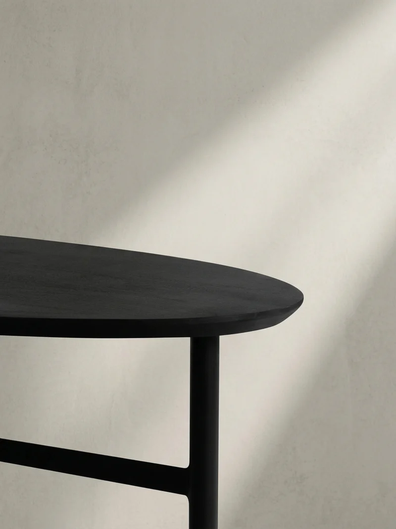 Couchtisch Mango Massivholz in Schwarz, Nierenform, 86x50x37 cm