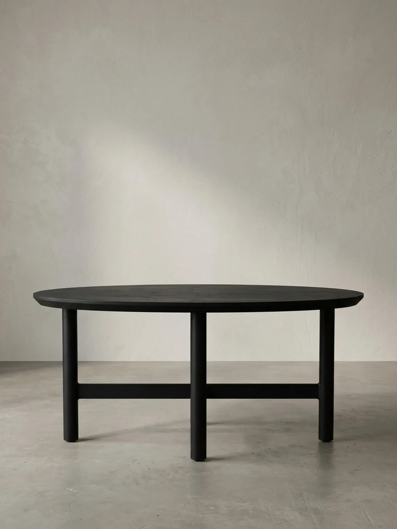 Couchtisch Mango Massivholz in Schwarz, Nierenform, 86x50x37 cm