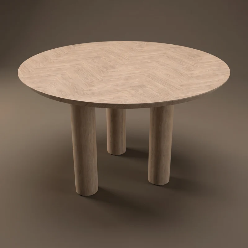 Eiken visgraat eettafel - Rond - Pole eiken - Japandi