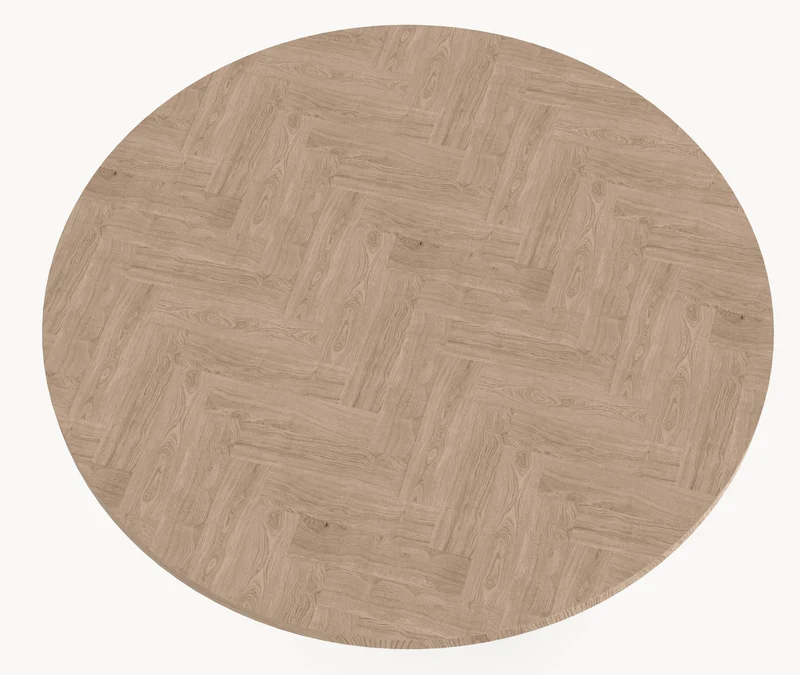 Eiken visgraat eettafel - Rond - Pole eiken - Japandi