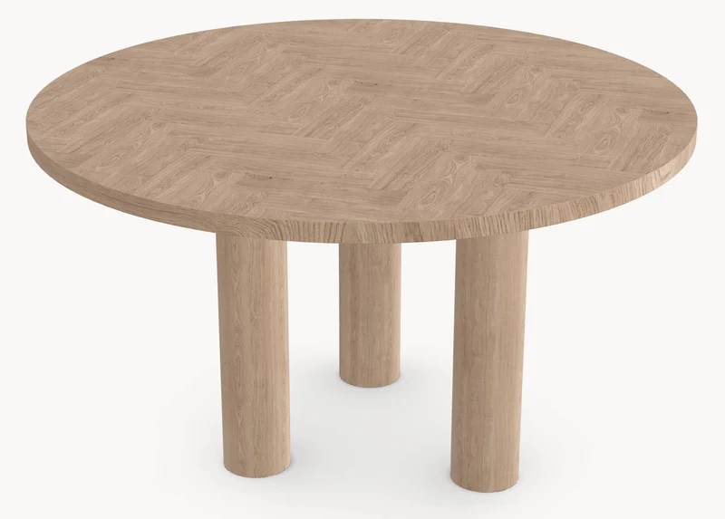 Eiken visgraat eettafel - Rond - Pole eiken - Japandi