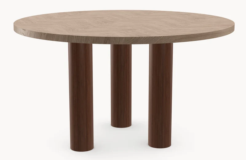 Eiken visgraat eettafel - Rond - Pole eiken - Japandi