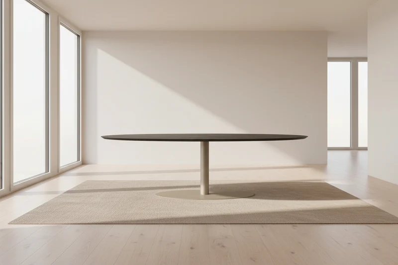 Melamine eettafel Dark Concrete - Ovaal - Sol onderstel
