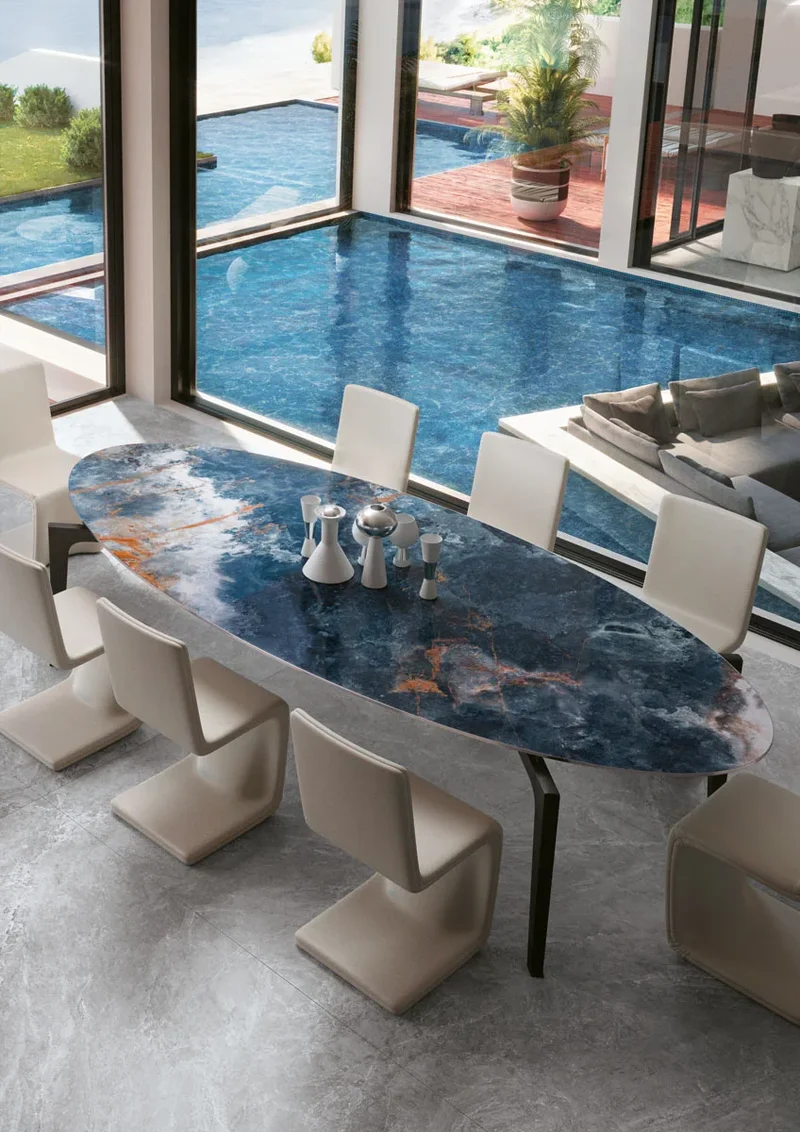 Keramische eettafel Ocean Blue - Recht - Matrix