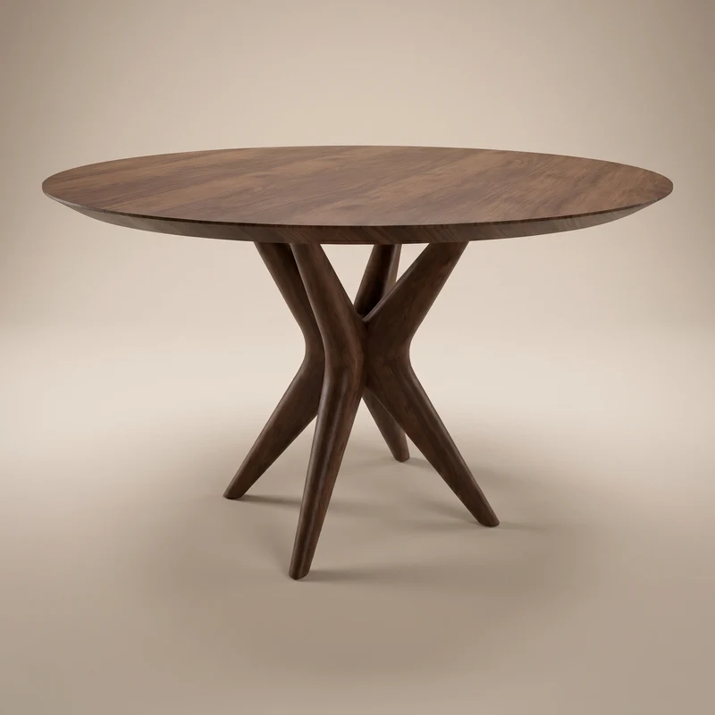 Walnoot houten eettafel - Rond - Nica walnoot