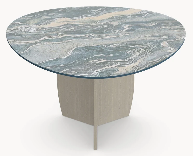 Keramische eettafel Iconic Cipollino- Rond Organisch - Tullip eiken - Japandi