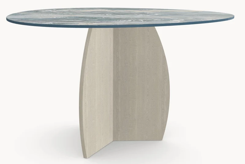 Keramische eettafel Iconic Cipollino- Rond Organisch - Tullip eiken - Japandi