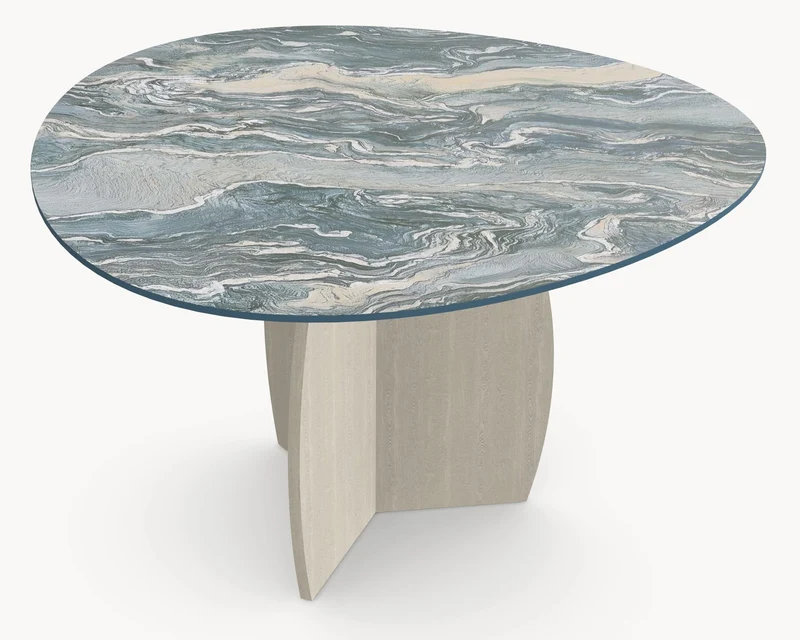 Keramische eettafel Iconic Cipollino- Rond Organisch - Tullip eiken - Japandi