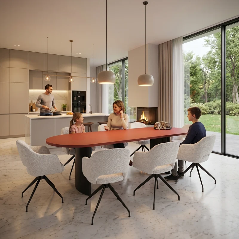 Fenix Rosso Namib eettafel - Recht Rond - Double Moon - Japandi