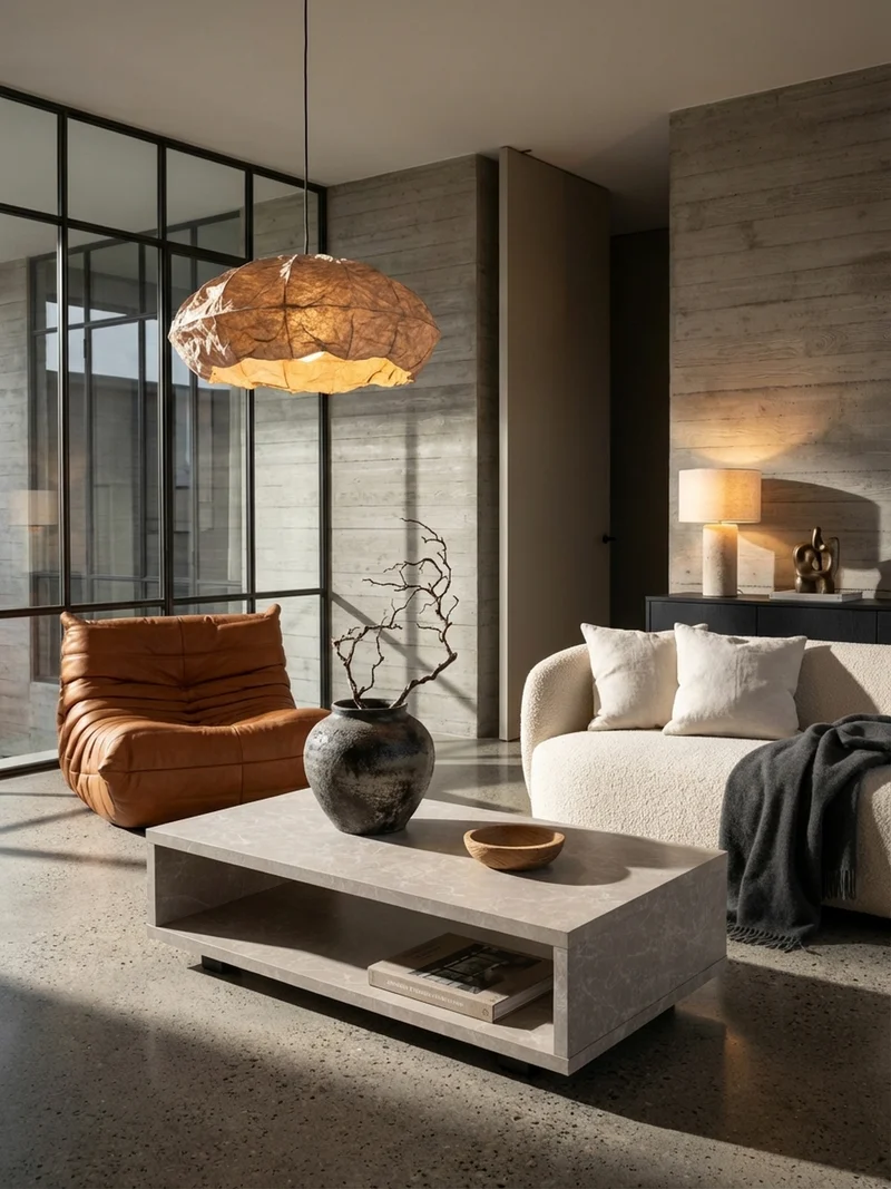 Couchtisch in Stein-Optik Modern mit Stauraum Rechteckig Schlicht