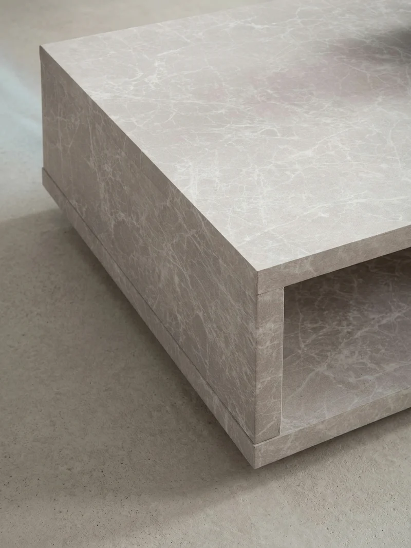 Couchtisch in Stein-Optik Modern mit Stauraum Rechteckig Schlicht